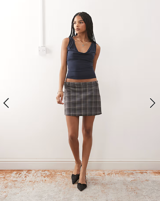 Weekday drape plunge sleeveless top in off dark navy