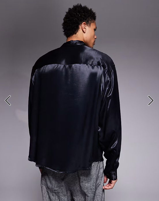 Asos - oversized satin shirt black