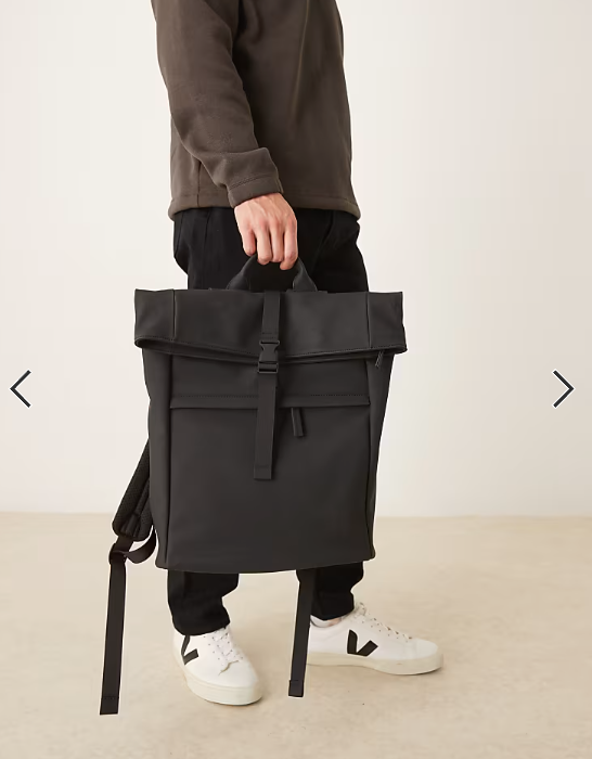 Mango roll top backpack in black