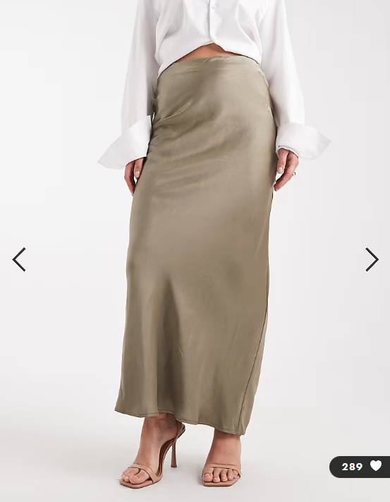 Asos - 4th & Reckless satin column maxi skirt in olive
