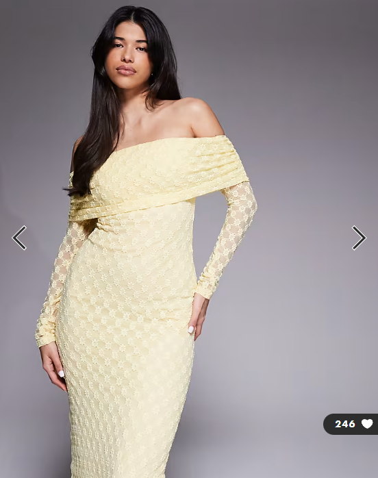 Bardot Adoni off the shoulder textured lace maxi dress in yellow