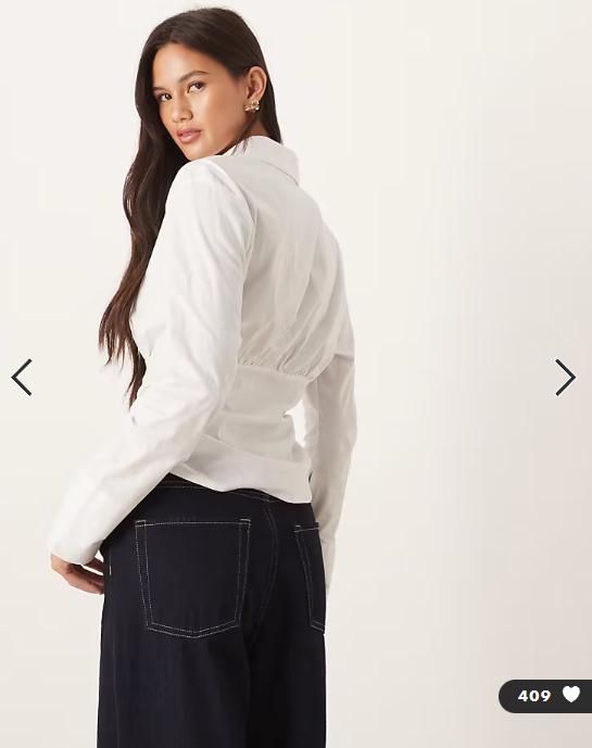 ASOS DESIGN fitted ruched shirt in white