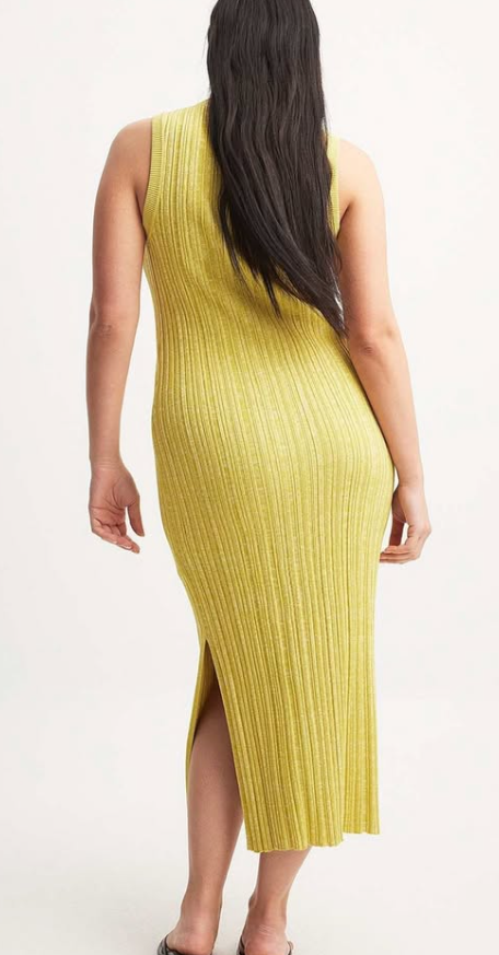 NAKD - Knitted Ribbed Sleevless Midi Dress- Green