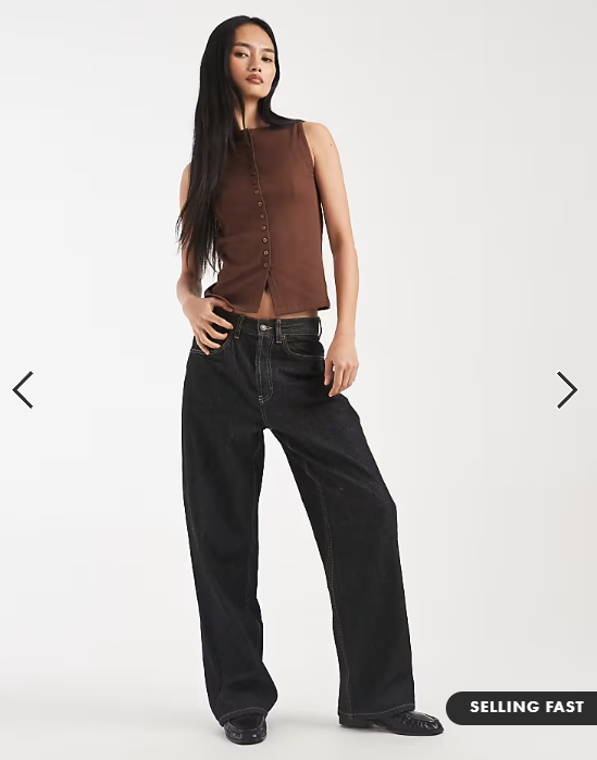 New Look boat neck button through tank top in brown