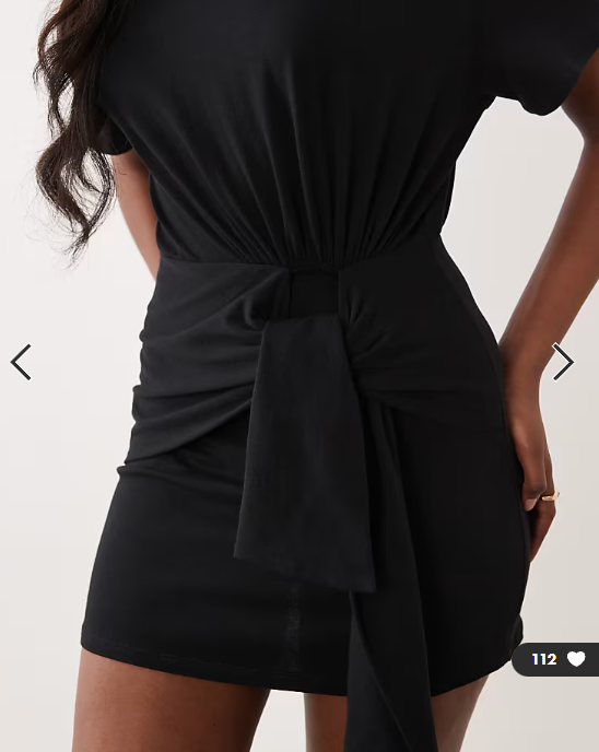 ASOS DESIGN short sleeve gathered mini dress in black