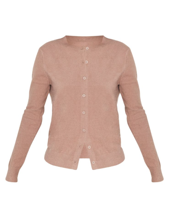 Light Mocha Soft Knit Button Up Cardigan