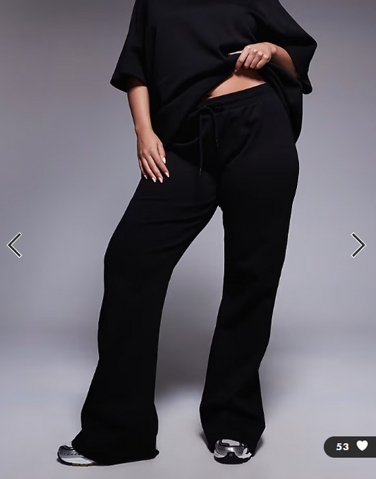 ASOS DESIGN Curve co-ord interlock flared jogger in black