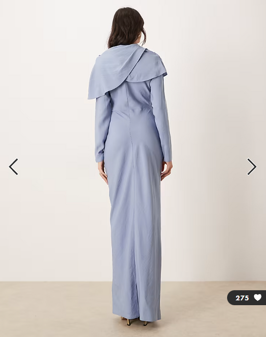 ASOS DESIGN Tall high neck draped bodice maxi dress in mid blue