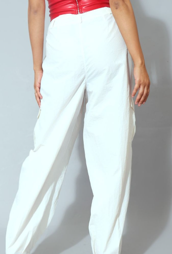 White Parachute Shell Cargos