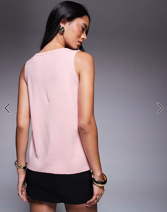 ASOS DESIGN compact knitted top with gold buttons in pink