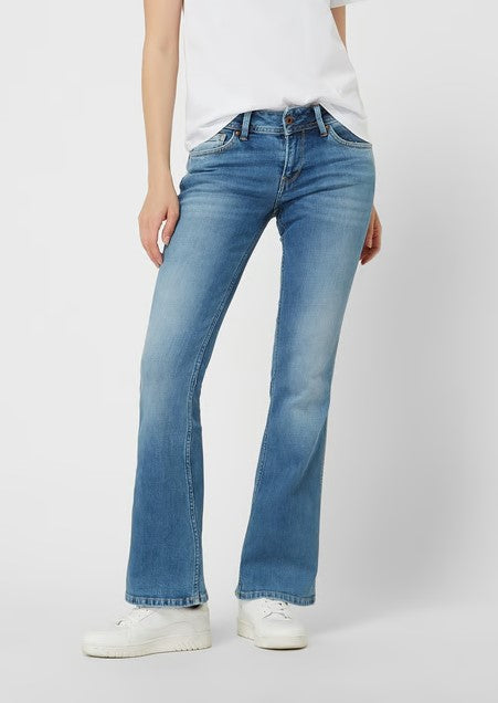 - Pepe Jeans - Flared cut jeans met stretch, model ‘New Pimlico’ in lichtblauw.