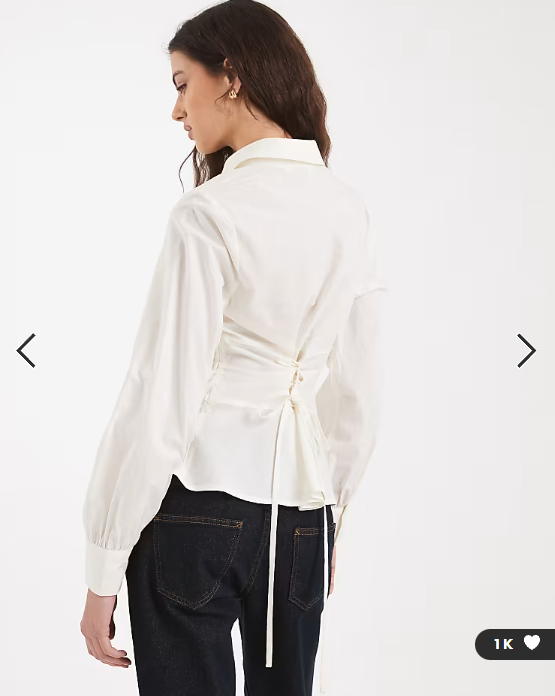 Miss Selfridge pleat detail fitted shirt in white