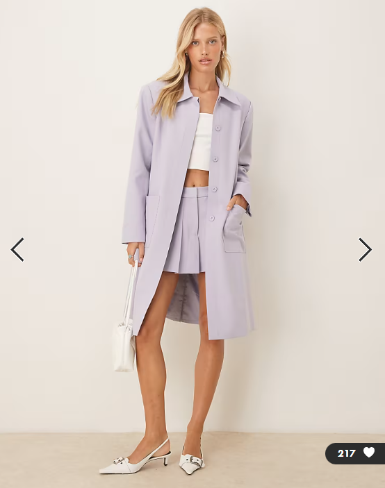ASOS DESIGN tailored longline blazer co-ord in lilac