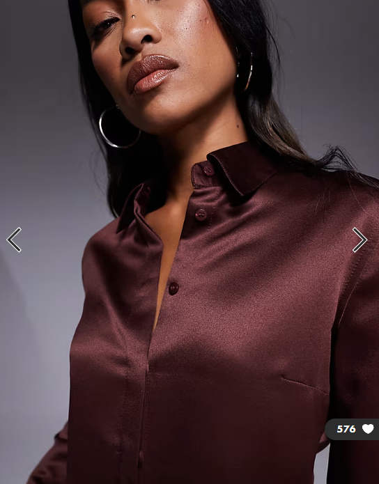 ASOS DESIGN slim fitted satin shirt in chocolate
