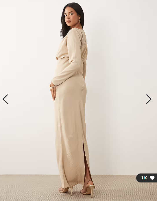 ASOS DESIGN batwing maxi dress in stone