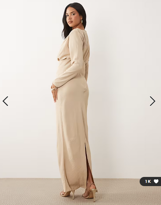ASOS DESIGN batwing maxi dress in stone