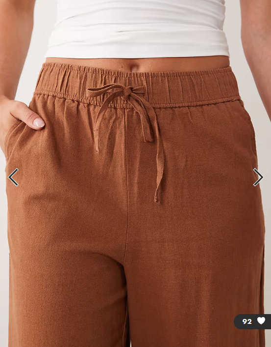 New Look Petite linen blend wide leg trousers in rust