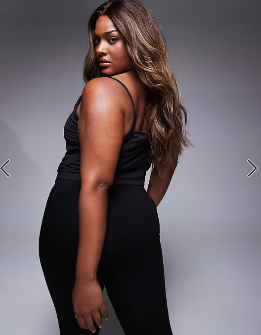 4505 Curve soft touch cami with ruched side and inner bra in black