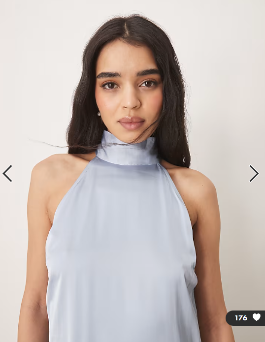 VILA halterneck maxi dress with tie neck in pastel blue