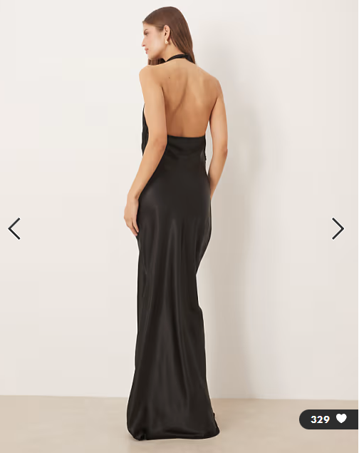 SNDYS satin cowl neck scarf detail maxi dress in black