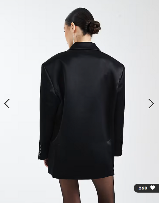 ASOS DESIGN oversized double breasted satin blazer in black