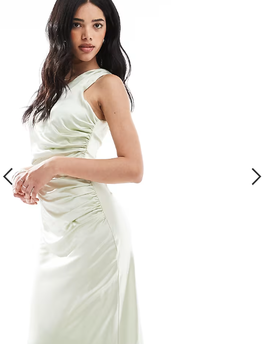 Six Stories Bridesmaid one shoulder satin maxi dress in mint green