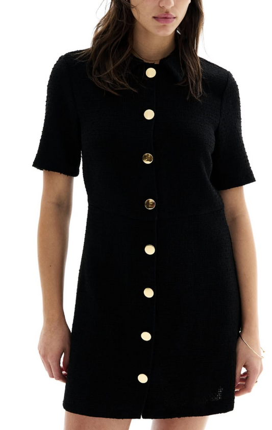 H&M - BUTTON FRONT BOUCLE DRESS