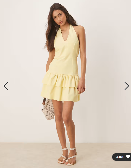 ASOS DESIGN halter mini rara skirt in yellow