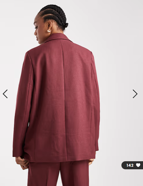 Vero Moda Tall tailored herringbone co-ord blazer in burgundy
