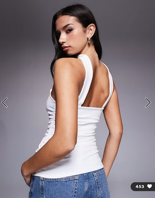 ASOS DESIGN longline structured bandeau top with scarf neck detail in ivory