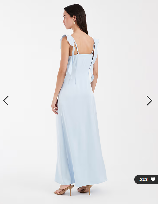 Vero Moda satin cowl neck maxi dress with draping frill detail in airy blue