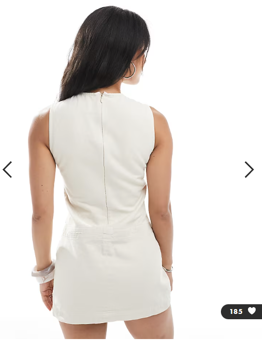 ASOS DESIGN cotton twill box pleat dropwaist mini dress in ecru