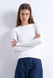Asos - Topshop clean long sleeve top in ivory