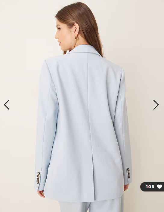 YAS oversized blazer with tortoise shell button detail co-ord in sky blue