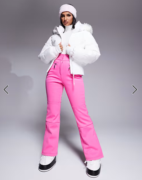 4505 Ski cropped insulated ski bomber jacket with faux fur hood in white