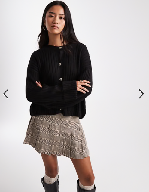 ASOS DESIGN knitted cardigan with turn up cuff in black