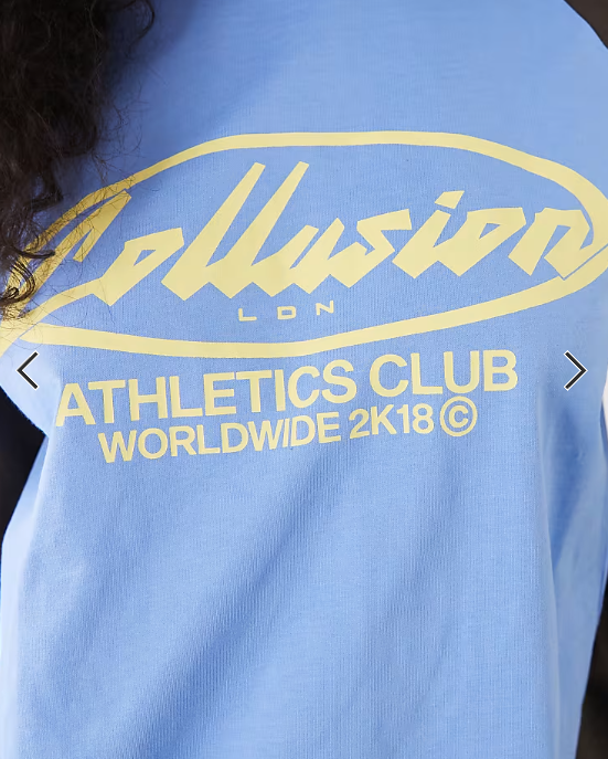 COLLUSION long sleeve graphic raglan top in blue