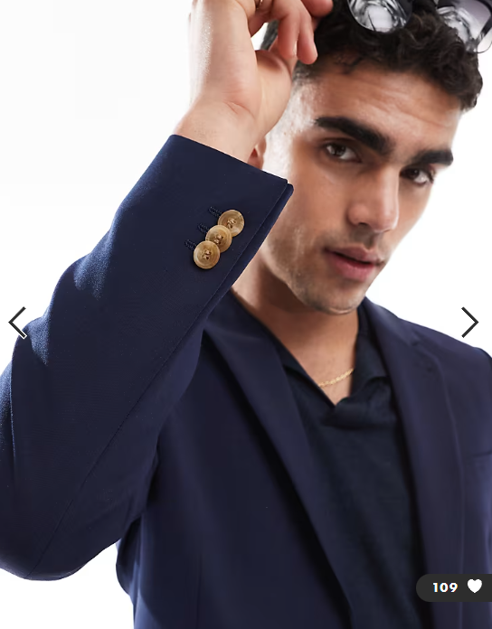 ASOS DESIGN washable slim suit jacket with lightweight worsted wool in navy