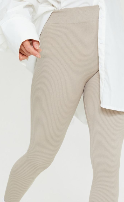 Petite Stone Stuctured Contour Rib Leggings