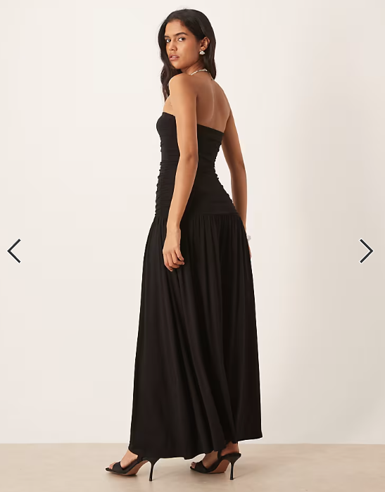Gina Tricot jersey dropped waist midi dress in black