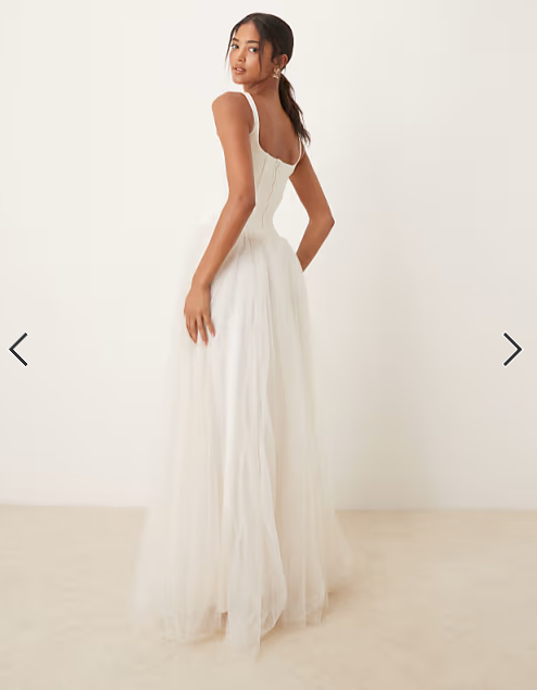 Lace & Beads corset drop hem maxi dress in ivory