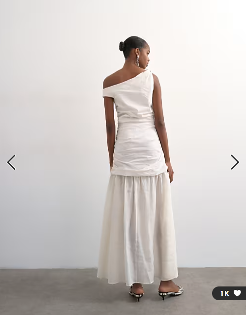Topshop twisted shoulder sheer skirt midi dress in off white