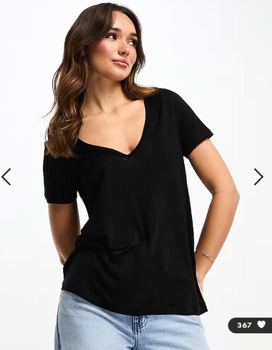 ASOS DESIGN relaxed v-neck t-shirt in black