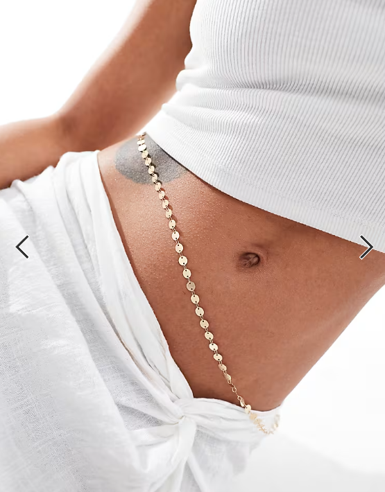 South Beach mini disc belly chain in gold