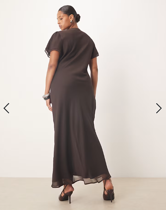 ASOS DESIGN Curve lace detail tie front midi dress in brown