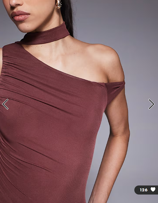 The Frolic exclusive slinky off shoulder scarf neck detail bodycon maxi dress in brown
