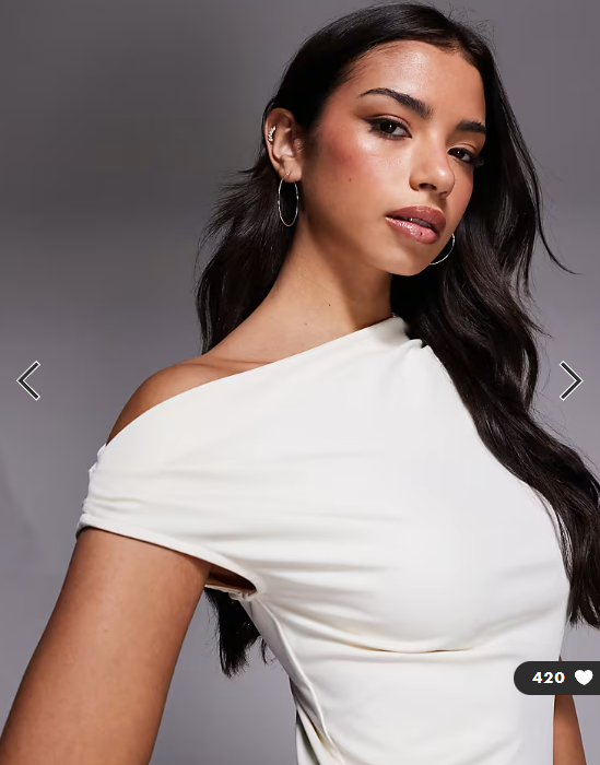 The Frolic exclusive asymmetric off shoulder maxi dress in cream