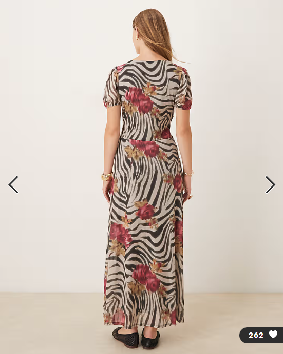 ASOS DESIGN puff sleeve mid tea dress in animal floral print