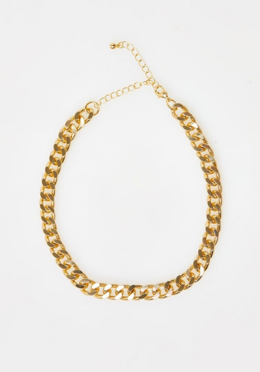Recycled Real Gold Plated Curb Chain Necklace