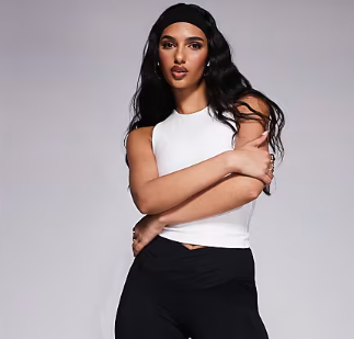 Asos - 4505 Icon soft touch high neck tank with inner bra in white